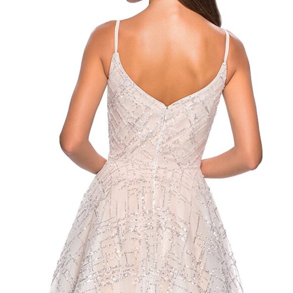 NWT La Femme 27199 Bridesmaid Dress Silver size 2 - Picture 2 of 7